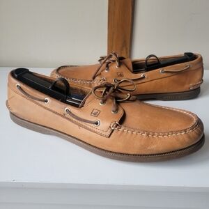 Sperry Men's Tan Leather Boat Shoes Size 16